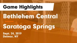 Bethlehem Central  vs Saratoga Springs  Game Highlights - Sept. 24, 2019