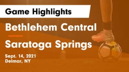 Bethlehem Central  vs Saratoga Springs  Game Highlights - Sept. 14, 2021