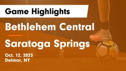 Bethlehem Central  vs Saratoga Springs  Game Highlights - Oct. 12, 2023