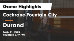 Cochrane-Fountain City  vs Durand  Game Highlights - Aug. 31, 2023