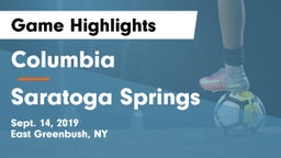 Columbia  vs Saratoga Springs  Game Highlights - Sept. 14, 2019