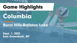 Columbia  vs Burnt Hills-Ballston Lake  Game Highlights - Sept. 1, 2022