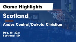 Scotland  vs Andes Central/Dakota Christian Game Highlights - Dec. 18, 2021