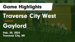 Traverse City West  vs Gaylord  Game Highlights - Feb. 20, 2024