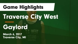 Traverse City West  vs Gaylord  Game Highlights - March 6, 2017