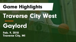 Traverse City West  vs Gaylord  Game Highlights - Feb. 9, 2018