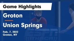 Groton  vs Union Springs  Game Highlights - Feb. 7, 2022