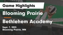Blooming Prairie  vs Bethlehem Academy  Game Highlights - Sept. 7, 2023