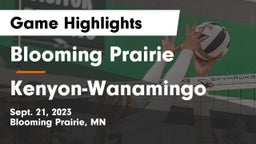 Blooming Prairie  vs Kenyon-Wanamingo  Game Highlights - Sept. 21, 2023
