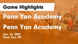 Penn Yan Academy  vs Penn Yan Academy  Game Highlights - Jan. 15, 2020