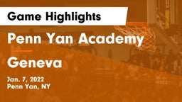 Penn Yan Academy  vs Geneva  Game Highlights - Jan. 7, 2022