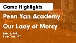 Penn Yan Academy  vs Our Lady of Mercy Game Highlights - Feb. 8, 2022