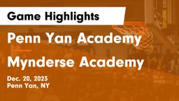 Penn Yan Academy  vs Mynderse Academy Game Highlights - Dec. 20, 2023