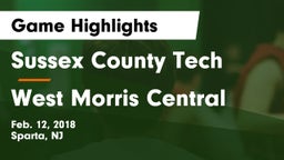 Sussex County Tech  vs West Morris Central  Game Highlights - Feb. 12, 2018