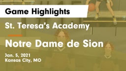 St. Teresa's Academy  vs Notre Dame de Sion  Game Highlights - Jan. 5, 2021
