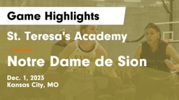 St. Teresa's Academy  vs Notre Dame de Sion  Game Highlights - Dec. 1, 2023