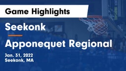 Seekonk  vs Apponequet Regional  Game Highlights - Jan. 31, 2022