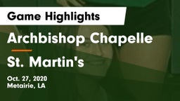 Archbishop Chapelle  vs St. Martin's Game Highlights - Oct. 27, 2020