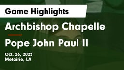Archbishop Chapelle  vs Pope John Paul II Game Highlights - Oct. 26, 2022