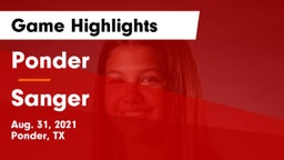 Ponder  vs Sanger  Game Highlights - Aug. 31, 2021