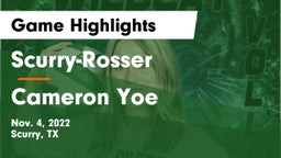 Scurry-Rosser  vs Cameron Yoe Game Highlights - Nov. 4, 2022