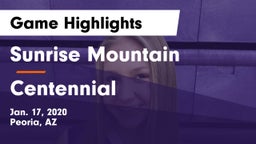 Sunrise Mountain  vs Centennial  Game Highlights - Jan. 17, 2020