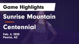 Sunrise Mountain  vs Centennial  Game Highlights - Feb. 4, 2020