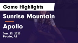 Sunrise Mountain  vs Apollo  Game Highlights - Jan. 23, 2023