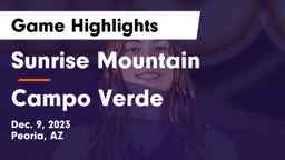 Sunrise Mountain  vs Campo Verde  Game Highlights - Dec. 9, 2023