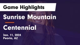 Sunrise Mountain  vs Centennial  Game Highlights - Jan. 11, 2024