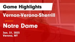 Vernon-Verona-Sherrill  vs Notre Dame  Game Highlights - Jan. 31, 2023