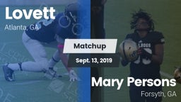 Matchup: Lovett  vs. Mary Persons  2019