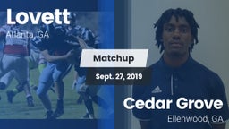 Matchup: Lovett  vs. Cedar Grove  2019