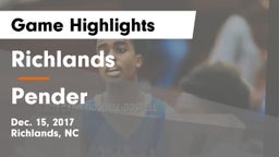 Richlands  vs Pender  Game Highlights - Dec. 15, 2017