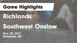 Richlands  vs Southwest Onslow  Game Highlights - Dec. 28, 2017