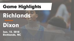Richlands  vs Dixon  Game Highlights - Jan. 12, 2018