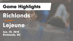Richlands  vs Lejeune Game Highlights - Jan. 25, 2018