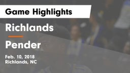 Richlands  vs Pender  Game Highlights - Feb. 10, 2018