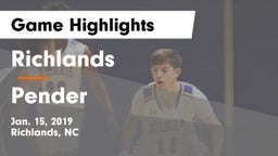 Richlands  vs Pender Game Highlights - Jan. 15, 2019