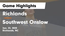 Richlands  vs Southwest Onslow  Game Highlights - Jan. 22, 2020