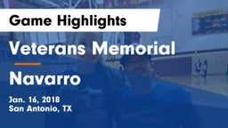 Veterans Memorial vs Navarro  Game Highlights - Jan. 16, 2018