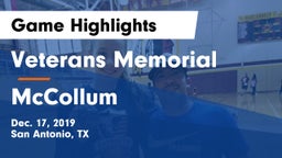 Veterans Memorial vs McCollum  Game Highlights - Dec. 17, 2019
