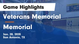 Veterans Memorial vs Memorial  Game Highlights - Jan. 28, 2020