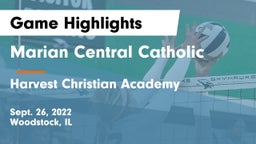 Marian Central Catholic  vs Harvest Christian Academy  Game Highlights - Sept. 26, 2022