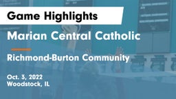 Marian Central Catholic  vs Richmond-Burton Community  Game Highlights - Oct. 3, 2022