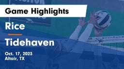 Rice  vs Tidehaven  Game Highlights - Oct. 17, 2023