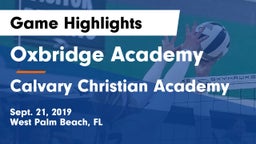 Oxbridge Academy vs Calvary Christian Academy Game Highlights - Sept. 21, 2019