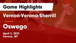 Vernon-Verona-Sherrill  vs Oswego  Game Highlights - April 2, 2022