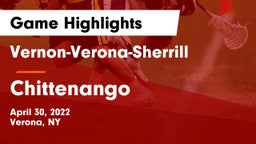 Vernon-Verona-Sherrill  vs Chittenango   Game Highlights - April 30, 2022