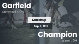 Matchup: Garfield  vs. Champion  2016